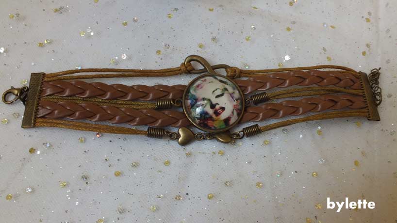 Bracelet manchette cordon marron maryline